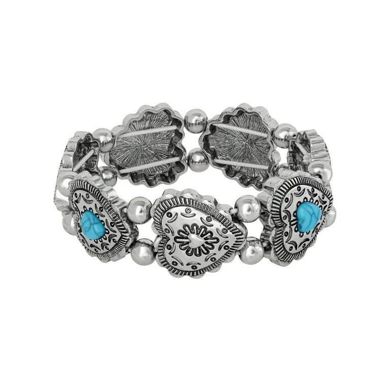 Jessica Simpson Women's Faux Turquoise Heart Stretch Bracelet - Walmart.com | Walmart (US)