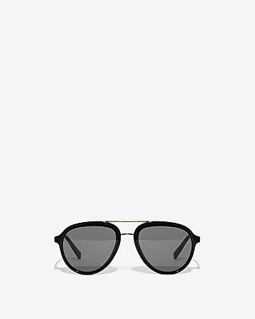 gold brow bar aviator sunglasses | Express
