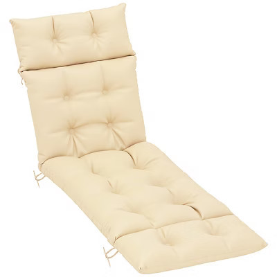 Outsunny Patio Lounge Chair Cushion, Tufted Thick Outdoor Chaise Lounge Cushion with Ties for Lawn Pool Deck, 74.8 in. x 22 in. x 4 in., Beige | Target