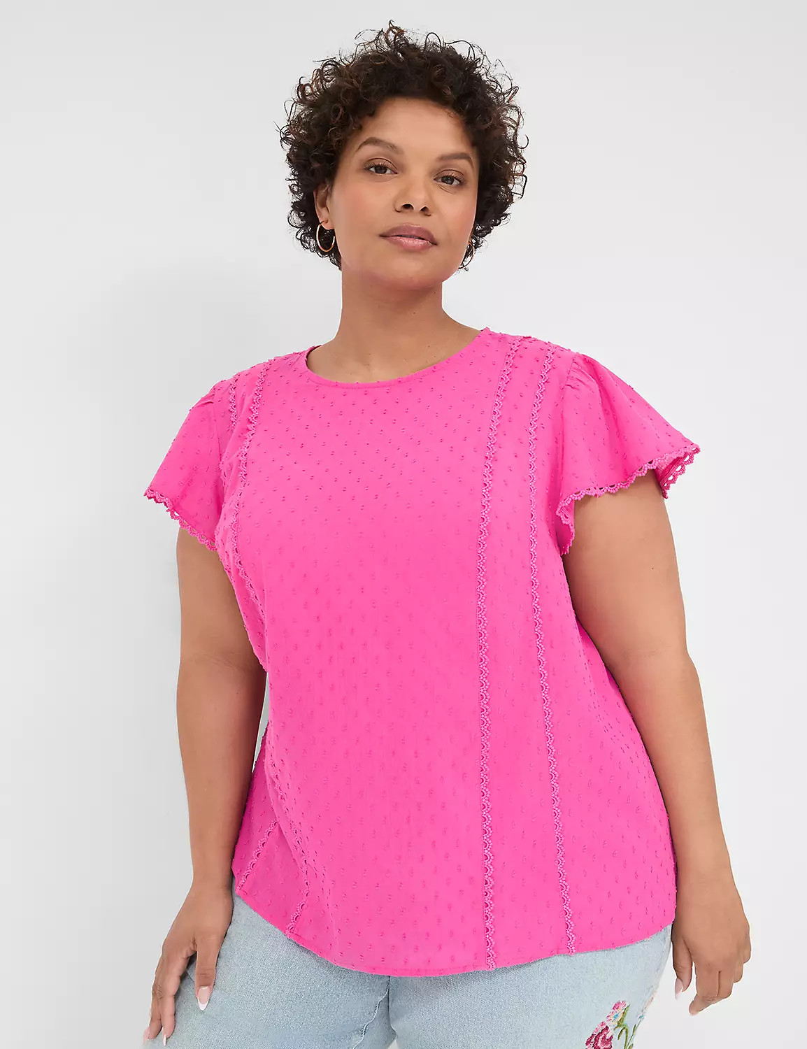 Swing Clip Dot Crew-Neck Blouse | Lane Bryant (US)