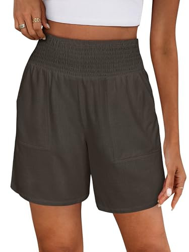ANRABESS Linen Shorts for Women Casual Summer High Waisted Wide Leg Lounge Beach Vacation Shorts ... | Amazon (US)