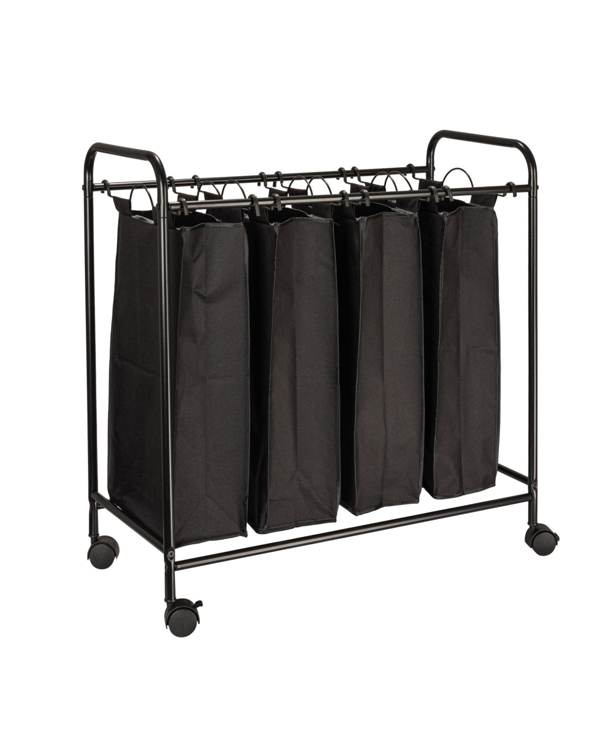 Household Essentials Rolling Laundry Sorter, 4 Bag Laundry Sorter Cart with Washable and Removable Bags, Black - Black | Macy's