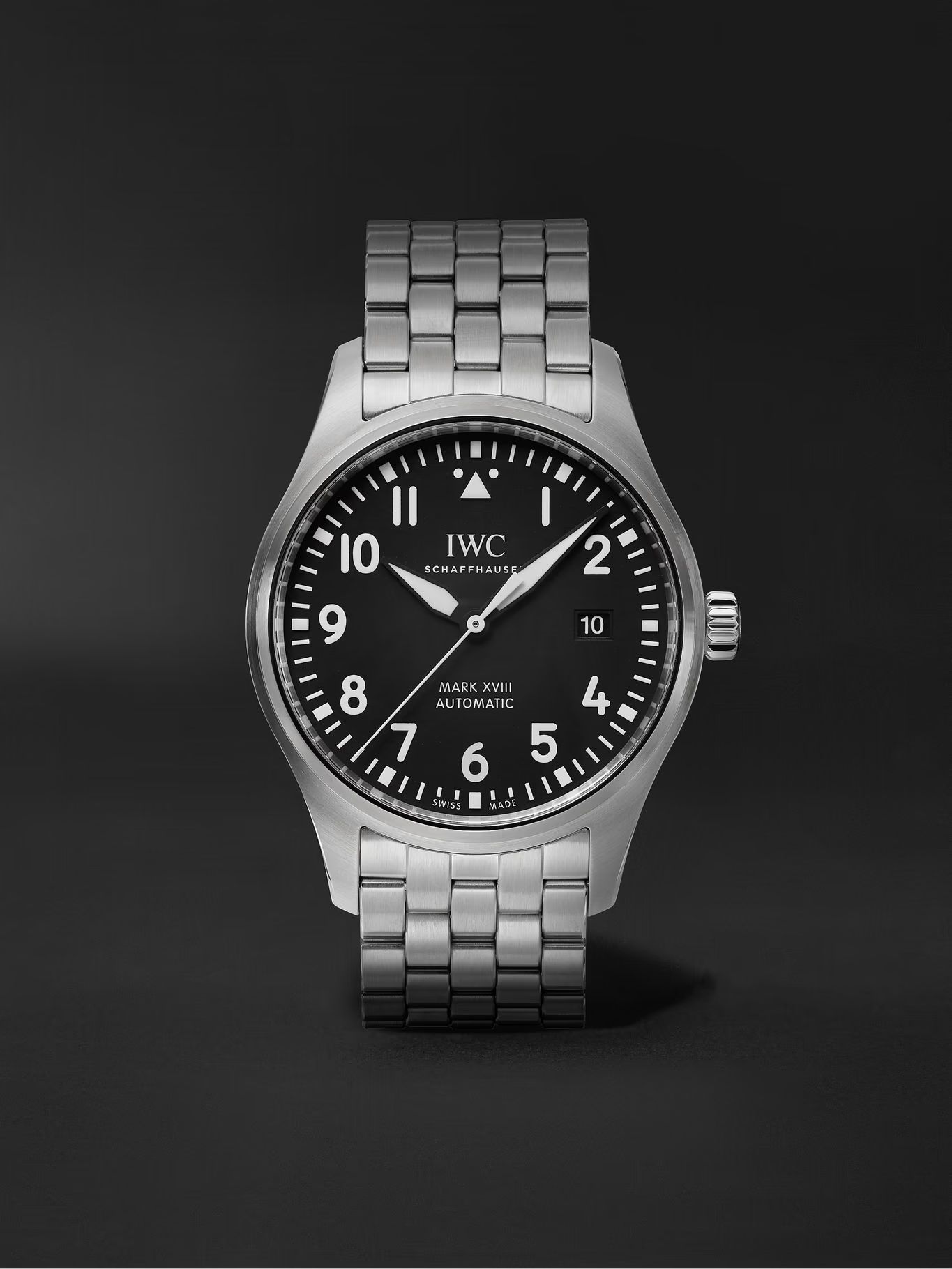 Black Pilot's Mark XVIII Automatic 40mm Stainless Steel Watch, Ref. No. IW327015 | IWC SCHAFFHAUS... | Mr Porter (US & CA)