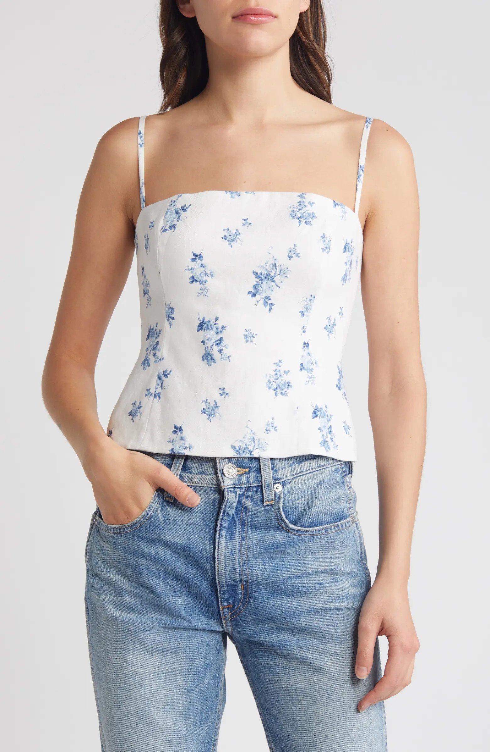 Reformation Overland Floral Linen Camisole | Nordstrom | Nordstrom