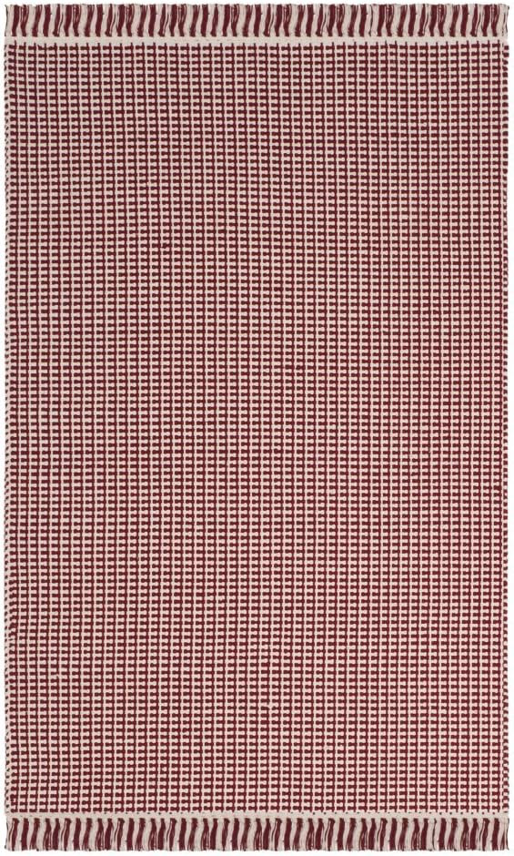 SAFAVIEH Montauk Collection Area Rug - 6' Square, Ivory & Red, Handmade Flat Weave Boho Farmhouse Cotton Tassel Fringe, Ideal for High Traffic Areas in Living Room, Bedroom (MTK340C) | Amazon (US)