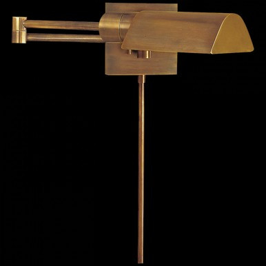 Studio Swing Arm Wall Sconce With Plug, 1-Light, Hand-Rubbed Antique Brass, 4.5"H (92025 HAB 22KM... | Lighting Reimagined