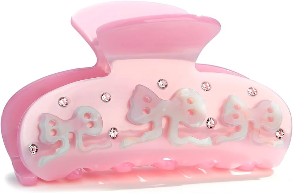 LILIE&WHITE 1PC Pink Acrylic Bow Hair Clips For Women Cute Bow Hair Claws Hair Accessory | Amazon (US)