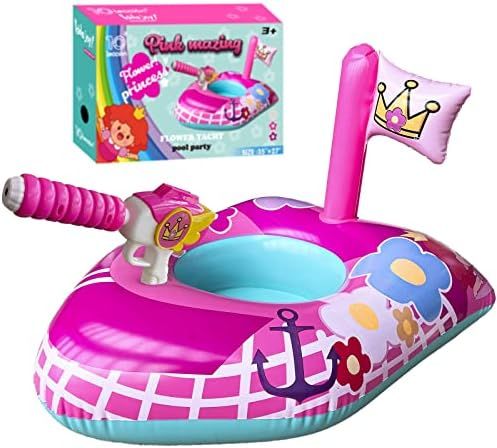 Toddler Pool Float for Girls with Squirt Gun, Inflatable Pool Toys for Kids, Pink Flower Princess Po | Amazon (US)