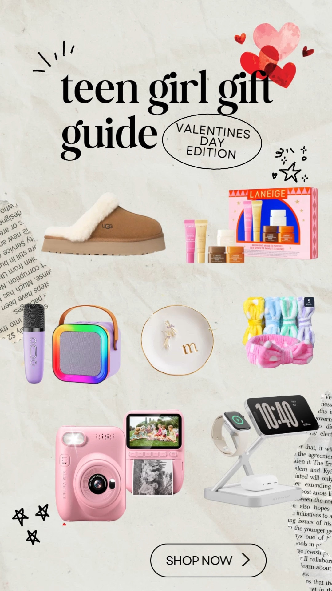 Teen girl gift ideas featuring fun and trendy favorites like a portable karaoke machine, lip care essentials, cozy UGGs, a Polaroid camera, wireless charging station, and spa headbands. Perfect gifts for your daughter, niece, any teen in your life celebrating birthdays, holidays, and special occasions like Valentines Day! 🥰❤️

#LtkHome #LtkTeen #LTK GiftGuide #ltkmomlife #ltkseasonal #ltkhome #giftsforteens #giftsforher

#LTKKids #LTKselfcare #LTKFindsUnder100
