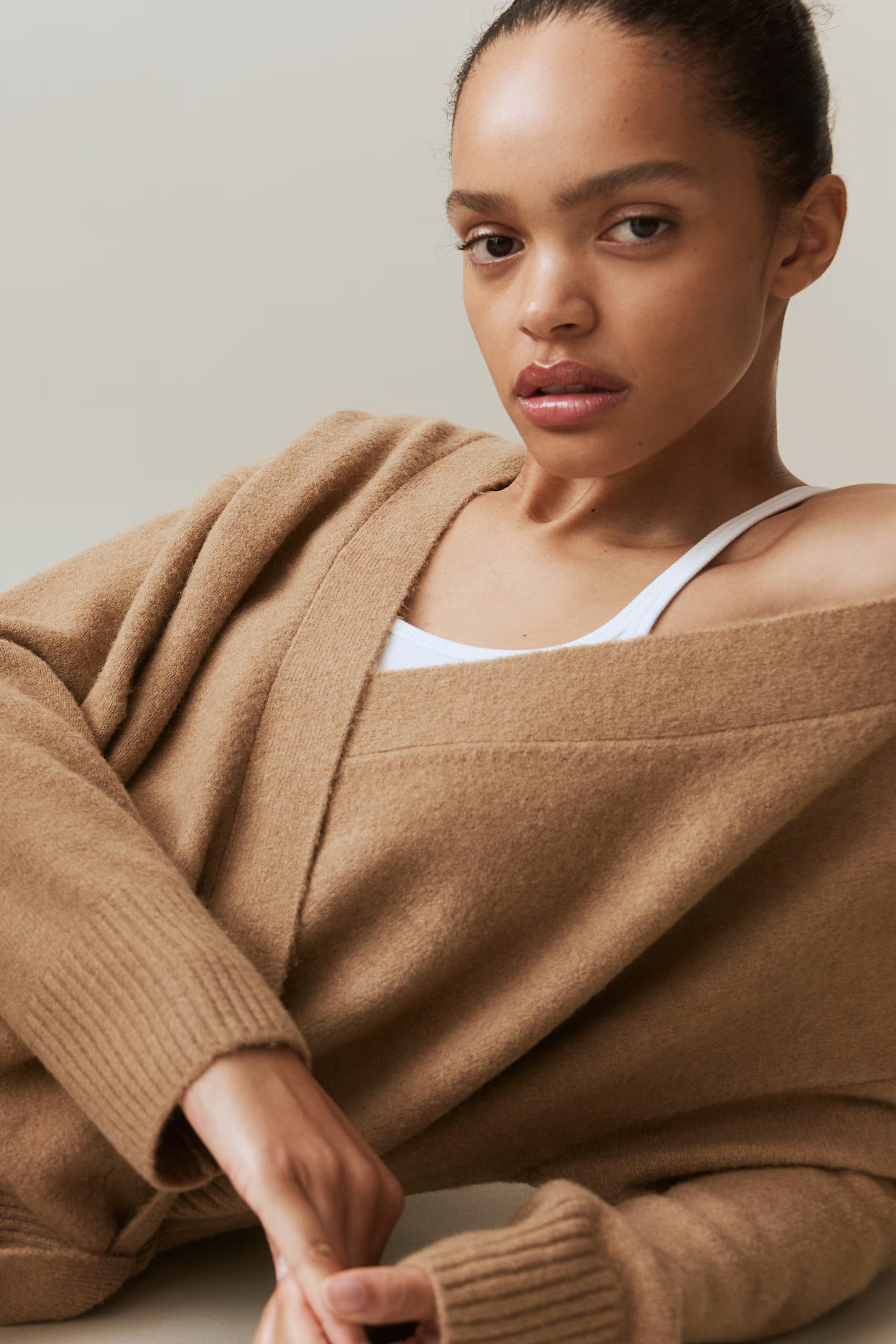 Wrap cardigan - Dark beige - Ladies | H&M GB | H&M (UK, MY, IN, SG, PH, TW, HK)