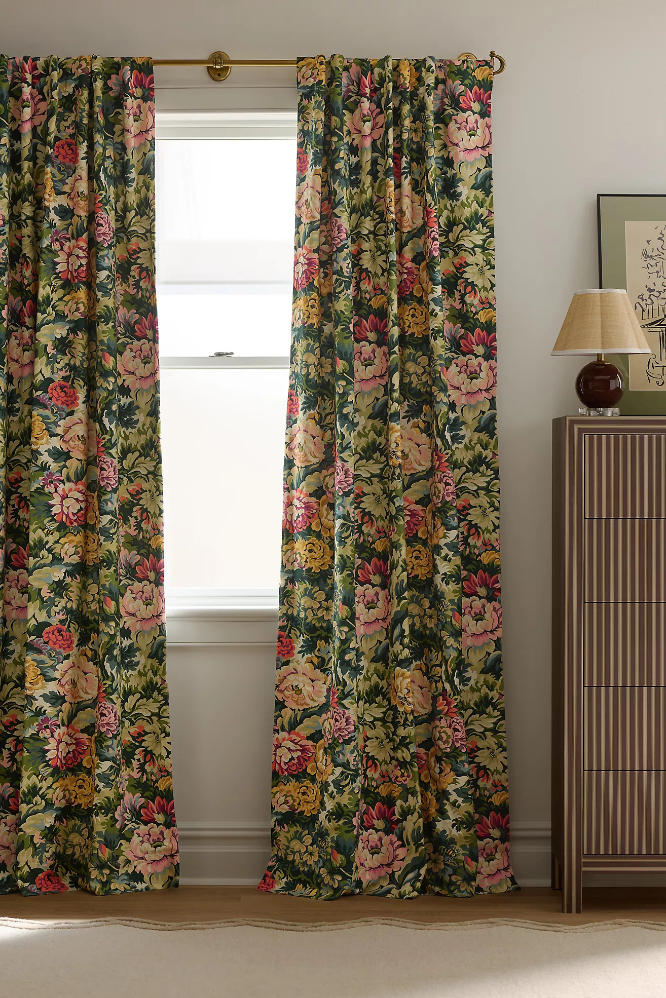 Gwendolyn Cotton Printed Floral Blackout Curtain | Anthropologie (US)