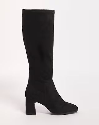 Brigid Stretch Heeled Boots Extra Wide EEE Fit Curvy Plus Calf | Simply Be (UK)