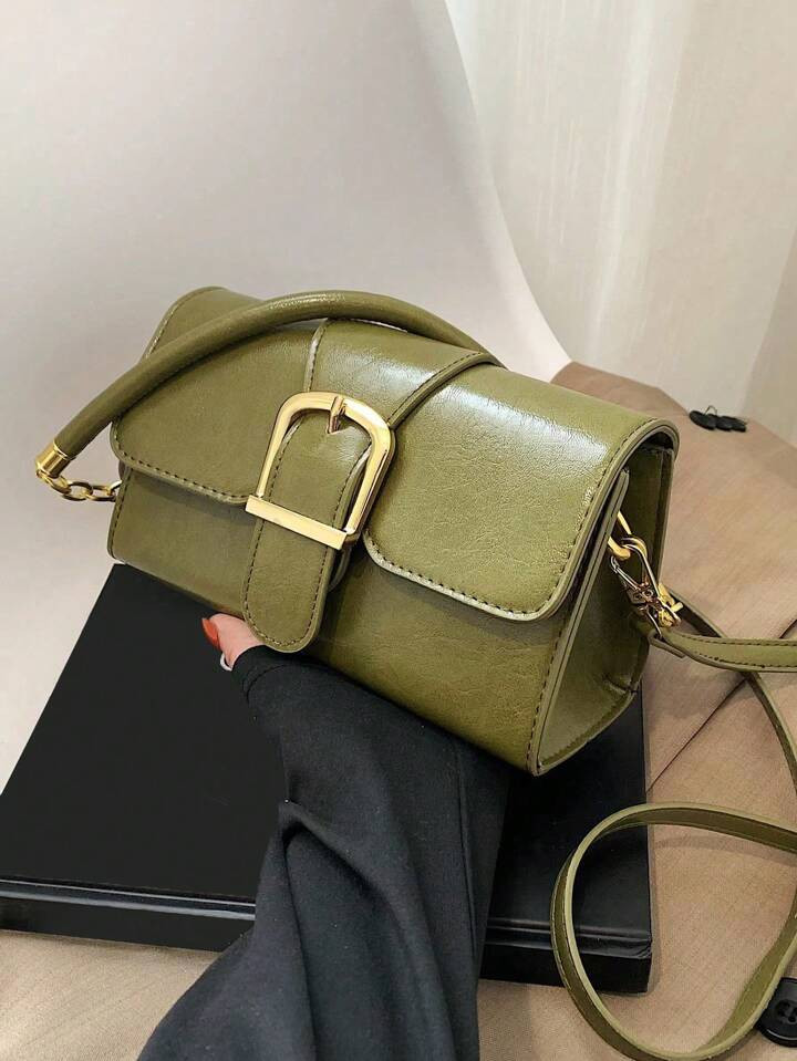Fashionable Minimalist PU One Shoulder Crossbody Messenger Bag With Clasp, Suitable For Commuting... | SHEIN