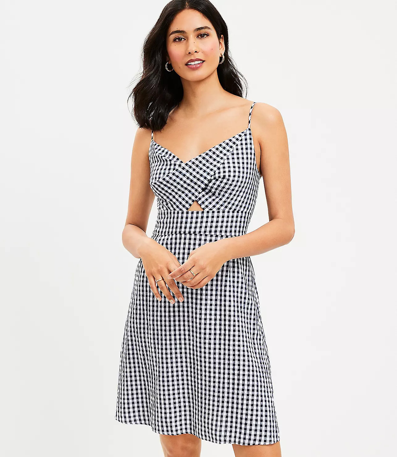 Gingham Twist Cutout Cami Dress | LOFT