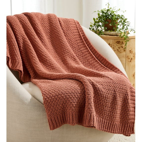 Better Homes & Gardens Chenille Knit Super Soft Oversized Throw Blanket,  Terracotta Clay - Walma... | Walmart (US)