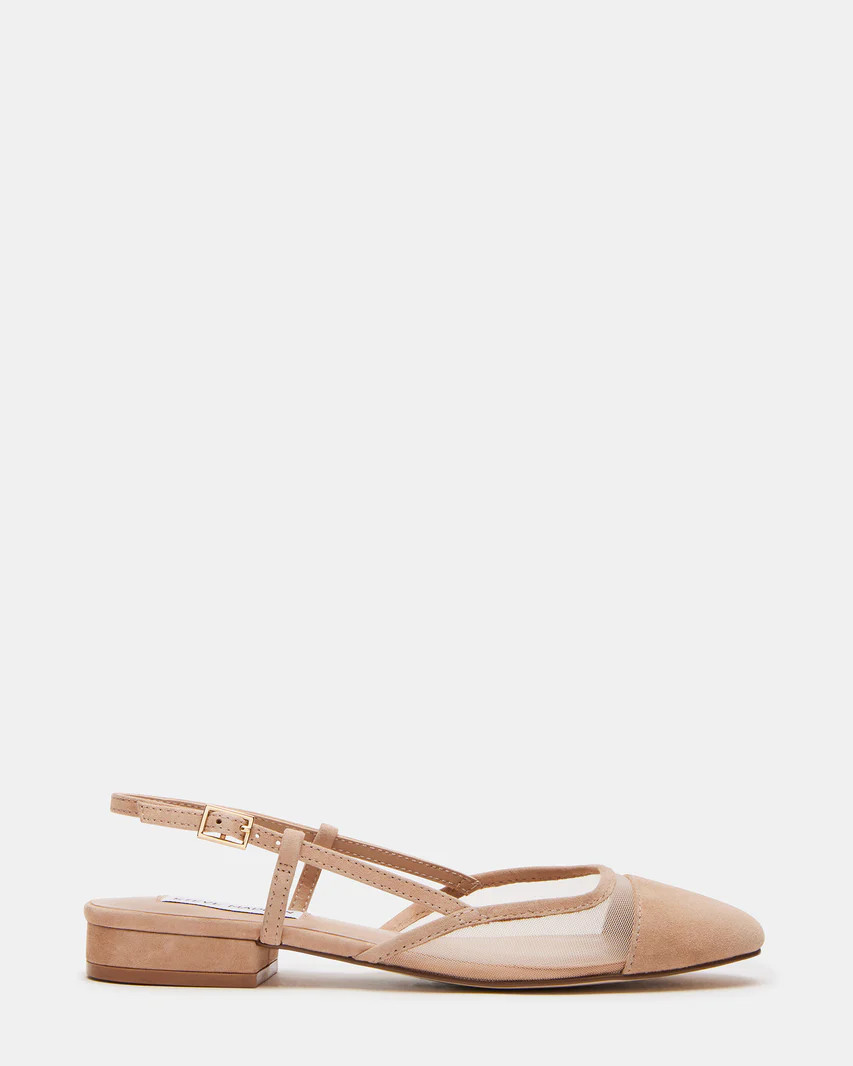 BELINDA Mesh Tan Suede Slingback Flat | Women's Flats | Steve Madden (US)