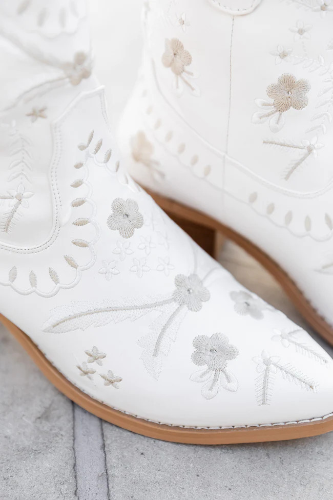 Leann Embroidered Bone Leather Cowboy Boots | Pink Lily