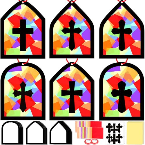 40PCS Sunday School VBS Crafts Bulk: Paper Cross Nativity Suncatchers, Jesus Religious Christian Classroom Camping Activity DIY Kits Gifts Church Decorations, Window Stained Glass Effect Art Supplies | Amazon (US)