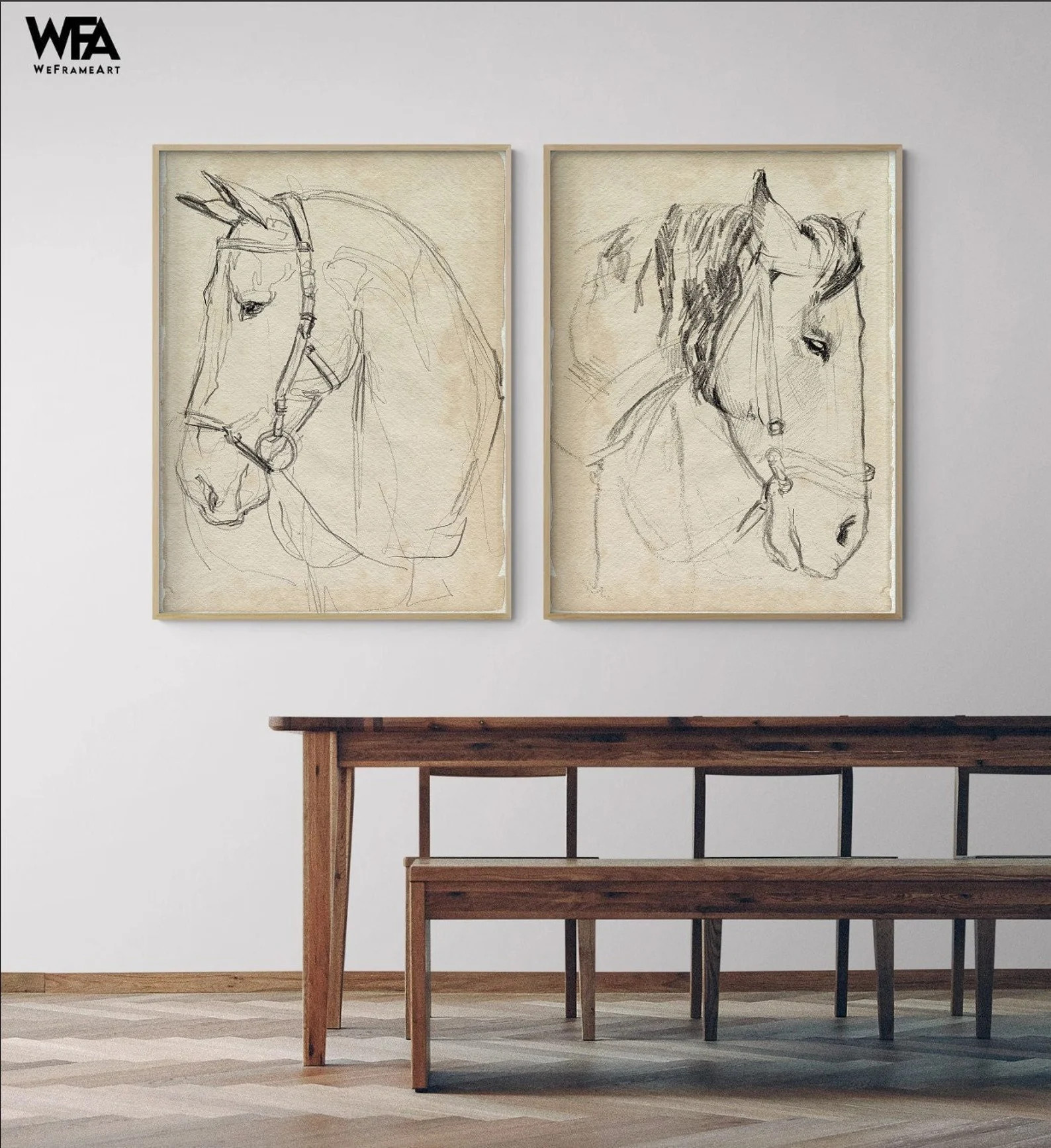 Horse in Bridle Sketch I & II by Jennifer Parker, Set of 2 Horse Prints, Bridle Art Print, Animal... | Etsy (US)