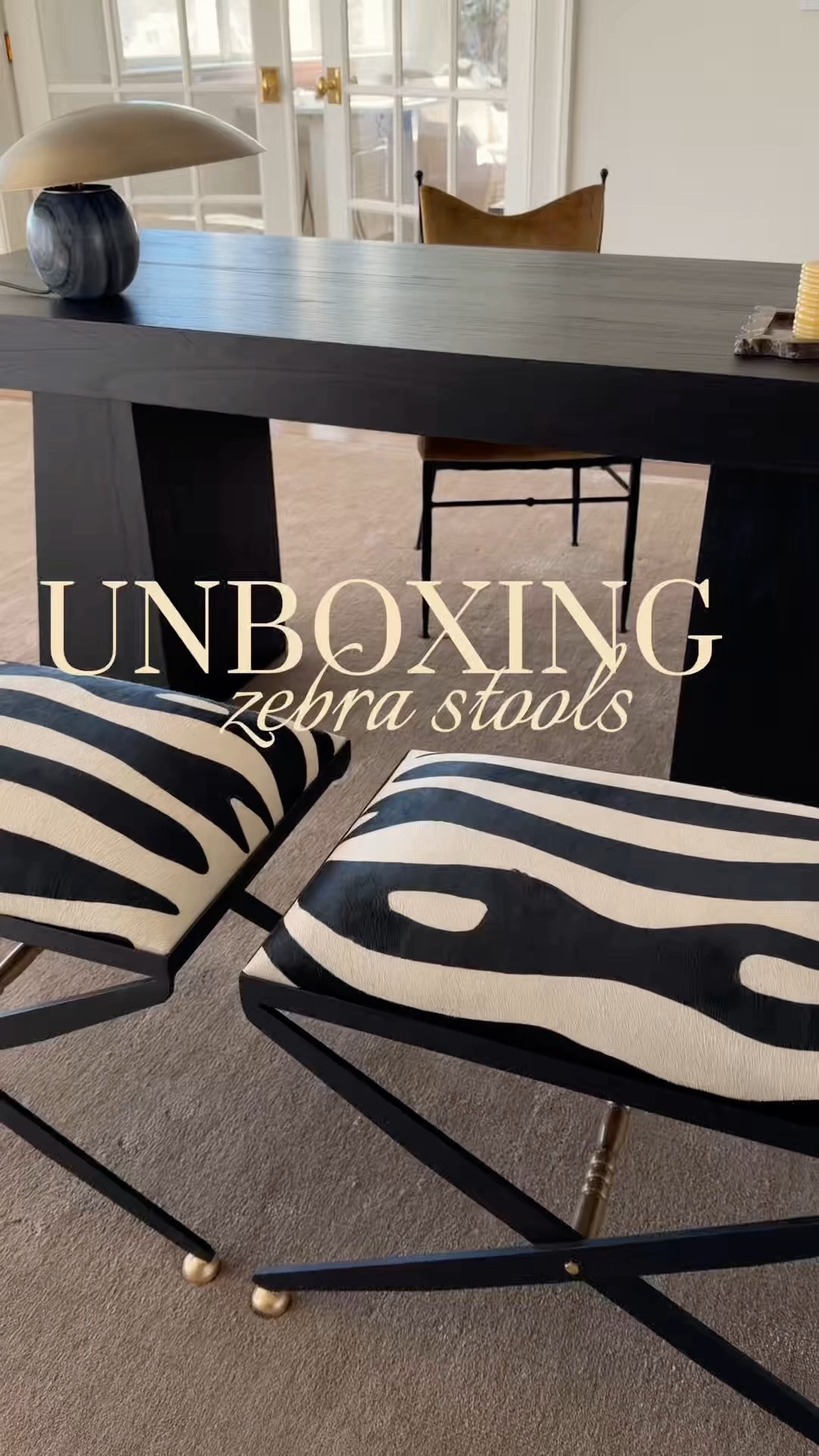 Getting my office set up! Just added these zebra stools to the space & they’re on sale! Everything is linked including my desk, office chair, rug, table, lamp, marble tray