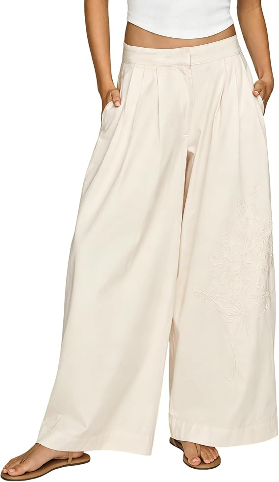 UATKIMI Women Trendy Wide Leg Zipper High Waist Palazzo Pants | Amazon (US)