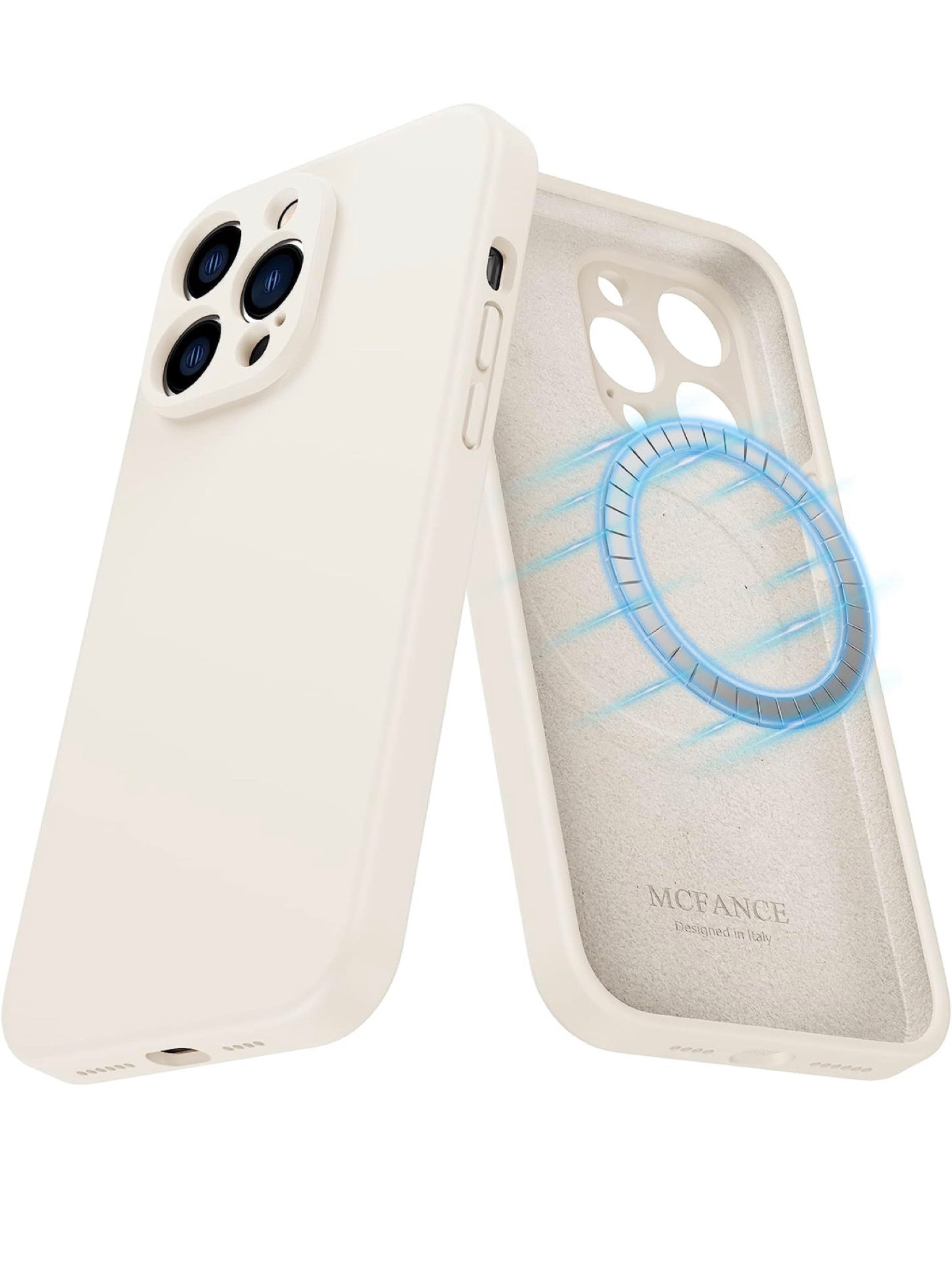 MCFANCE Silicone Magnetic Case for iPhone 14 Pro Max Magsafe Case Silicone Phone Case with Microfiber Lining for iPhone 14 Pro Max 6.7 inch 2022, Snowwhite