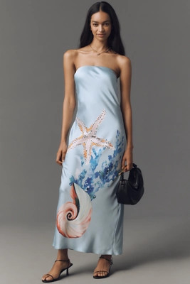 The Fleur Strapless Satin Maxi Slip Dress | Anthropologie (US)