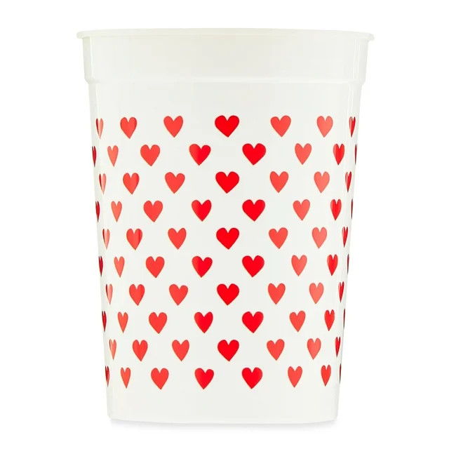 Valentine's Day White & Red Hearts Plastic Cups, 4 Count, by Way to Celebrate - Walmart.com | Walmart (US)