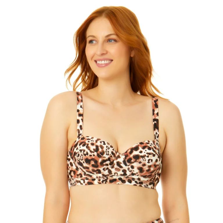 Time and Tru Women's and Women’s Plus Cheetah Print Molded Bikini Swim Top | Walmart (US)