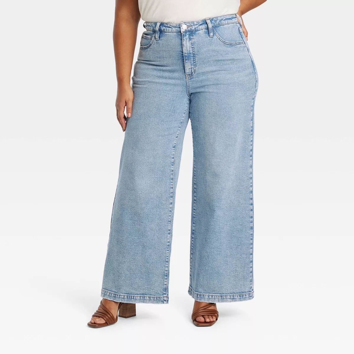 Women's High-Rise Wide Leg Jeans - Ava & Viv™ Light Medium Wash 26 | Target