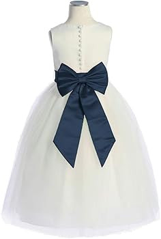 Satin Preformed Bow Adjustable Sash Belt Navy L/Girls 7-12 | Amazon (US)