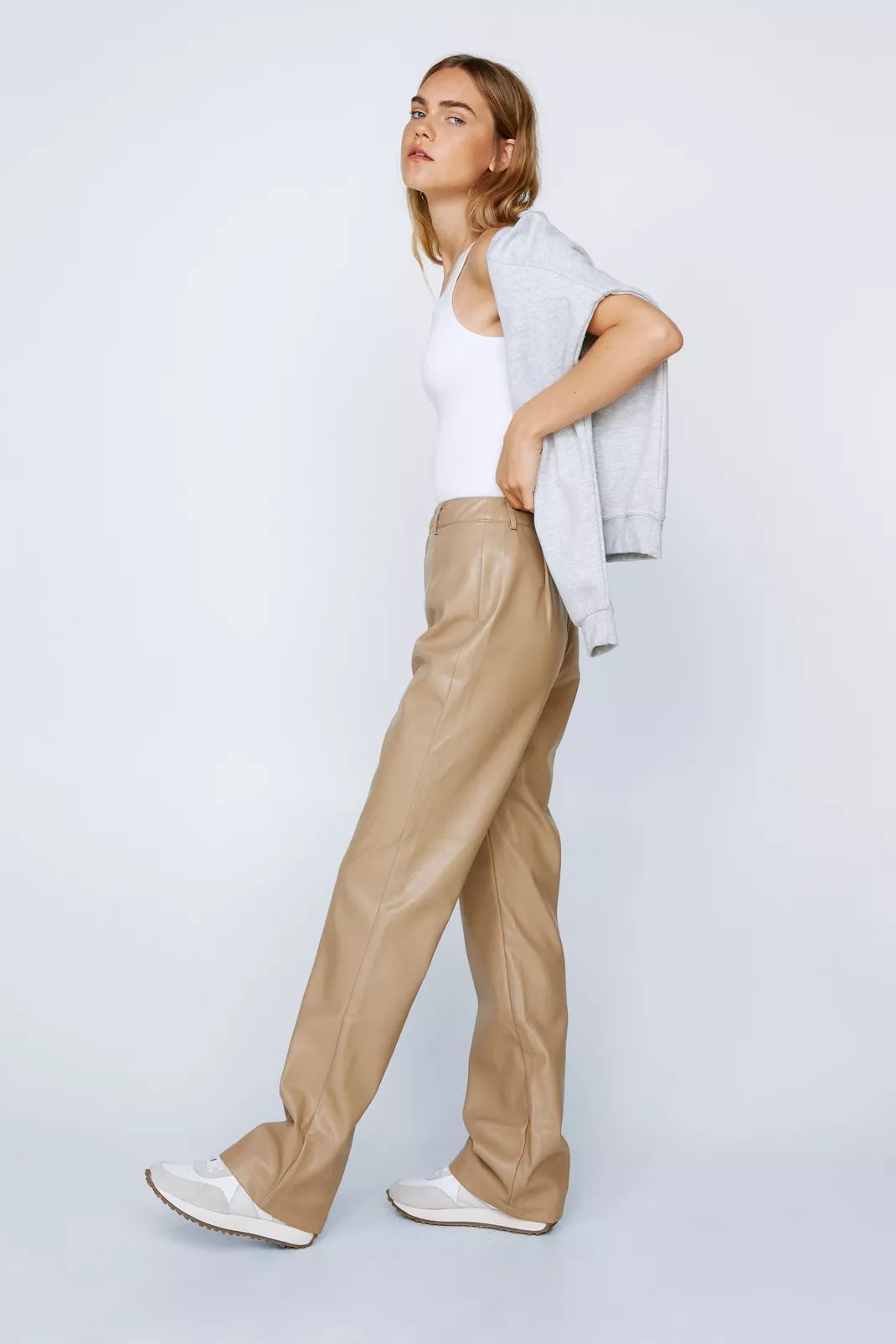 Faux Leather Tailored Straight Leg Pants | NastyGal (UK, IE)
