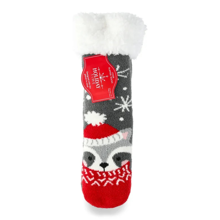 Holiday Time Women's Raccoon Slipper Socks, 1-Pack, Size 4-10 | Walmart (US)