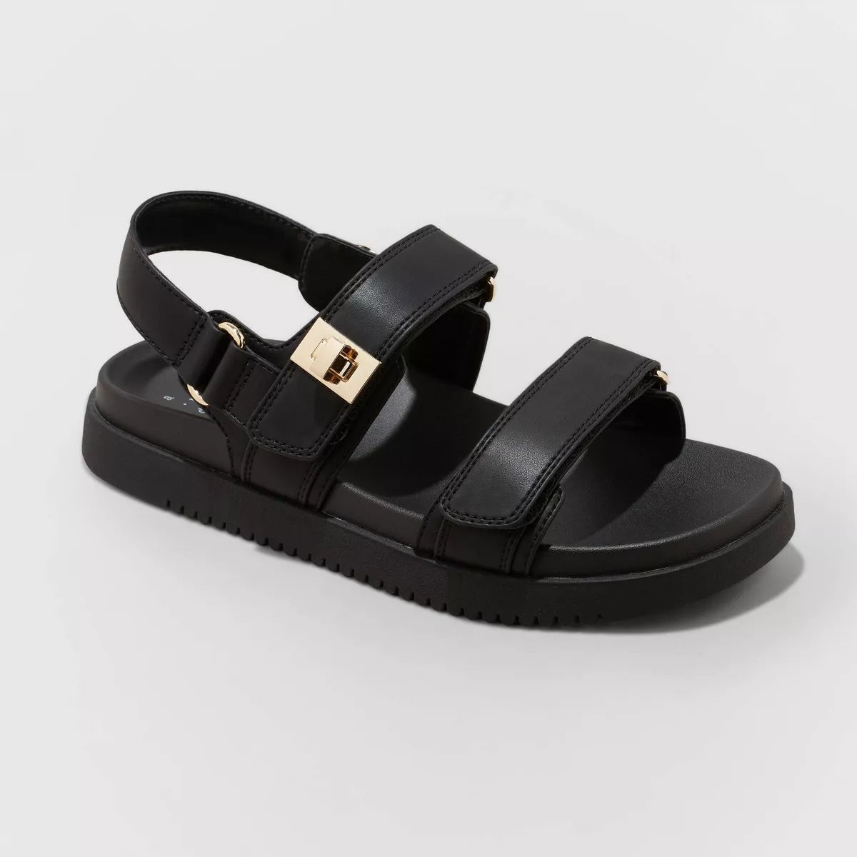 Women's Jonie Ankle Strap Footbed Sandals - A New Day™ Black 6.5 | Target
