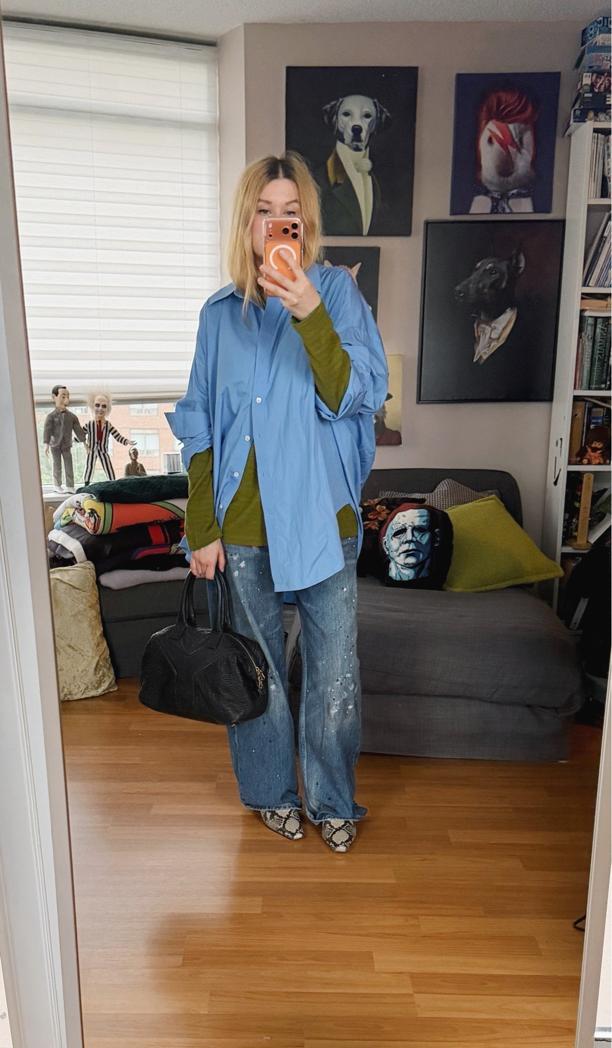 Apparently my fall thing is wearing colourful striped shirts under other shirts. 
Bag is preloved.

#LTKcanada #LTKfall #LTKstyletip