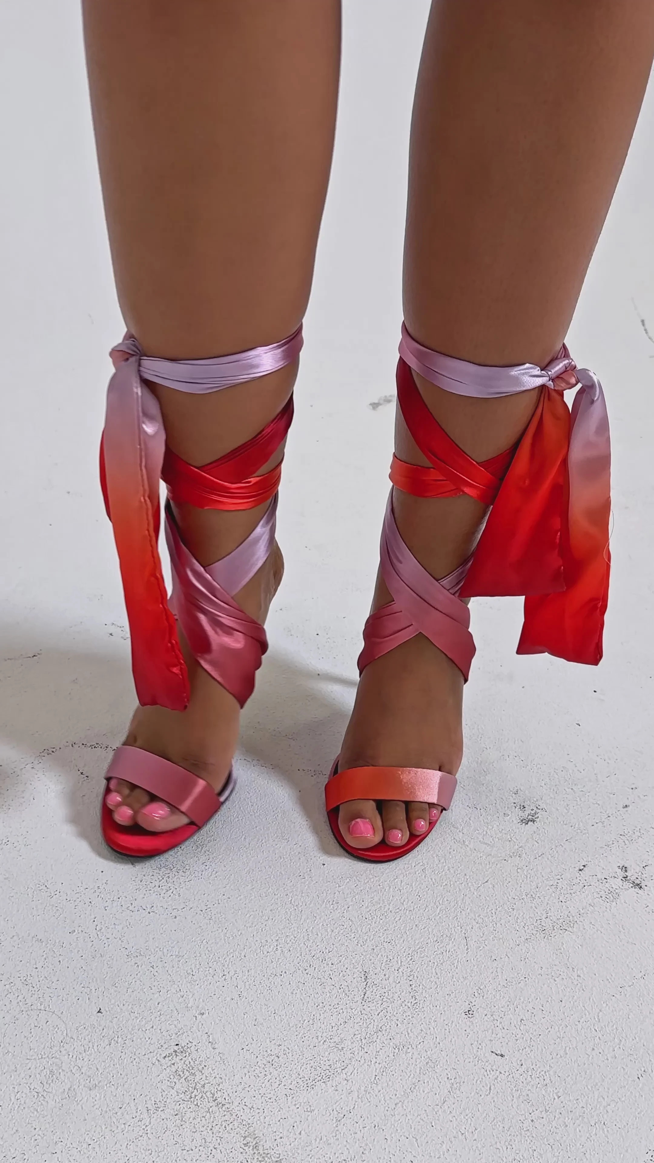 AZALEA WANG ELZON ORANGE SATIN STRAPPY SANDAL | AKIRA