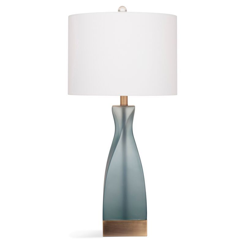 Piazza Table Lamp, Frosted Blue/Brass | One Kings Lane