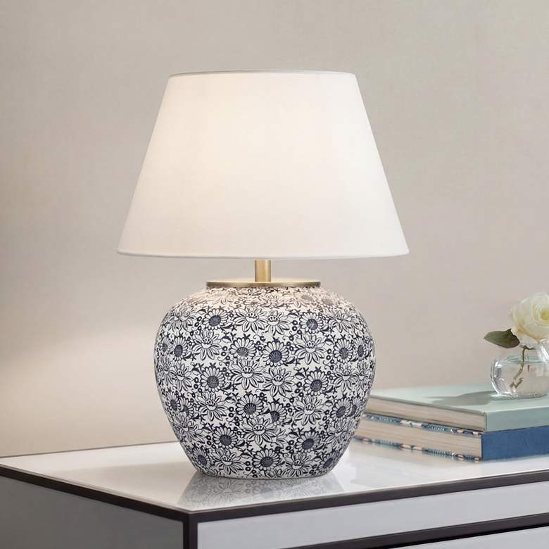 Briar 15"H Blue and White Ceramic Flower Design Living Room Table Lamp | Lamps Plus
