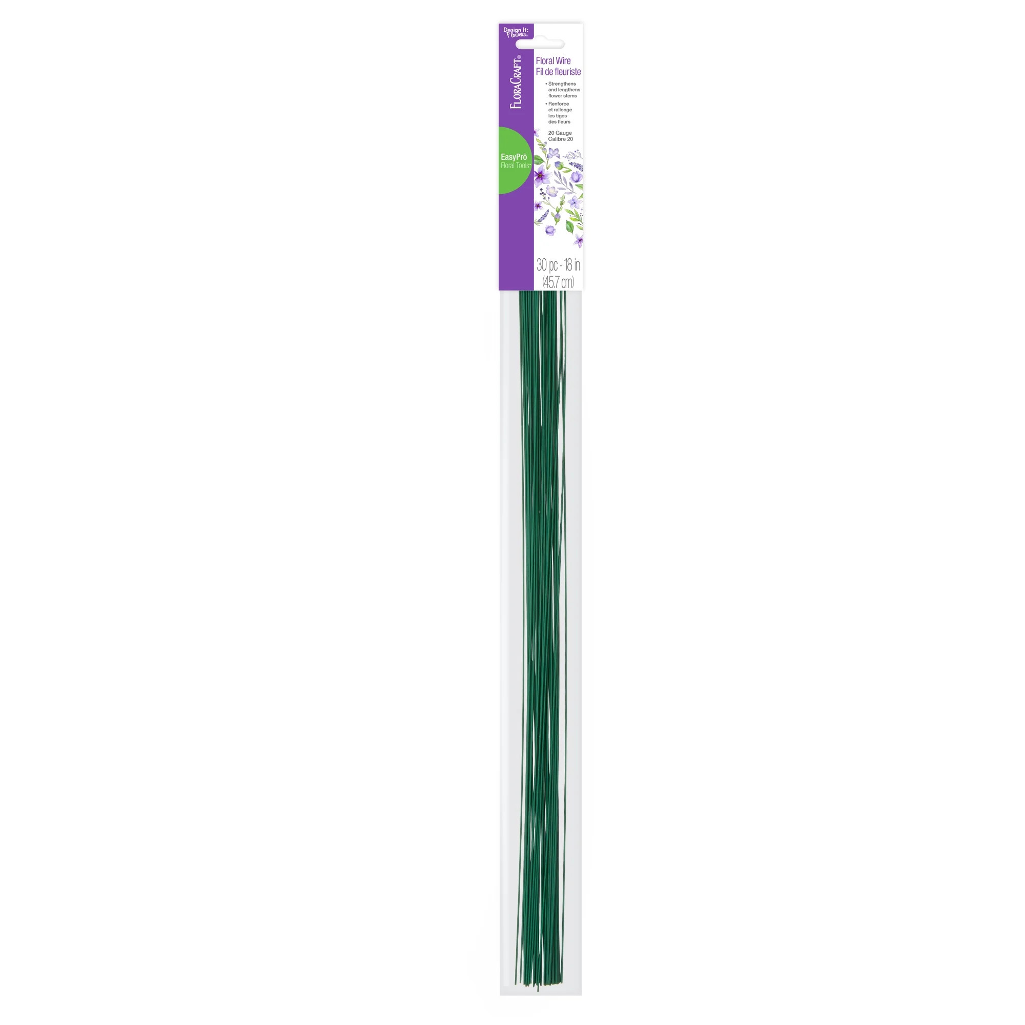 FloraCraft Floral Stem Wire, 30 Pieces, 20 Gauge, 18 in, Green, Floral Arranging Wire | Walmart (US)