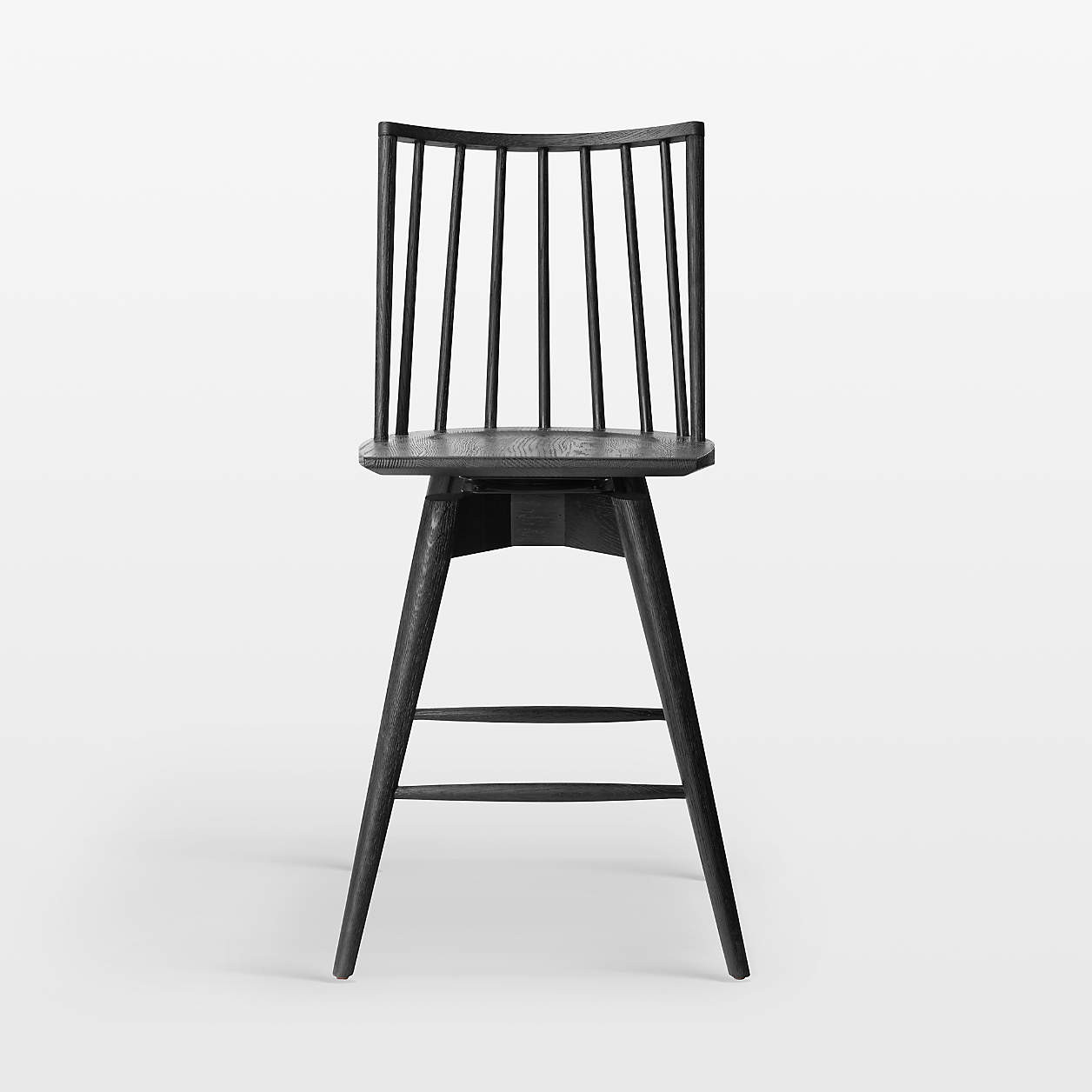 Zane Black Solid Oak Swivel Counter Stool | Crate & Barrel | Crate & Barrel