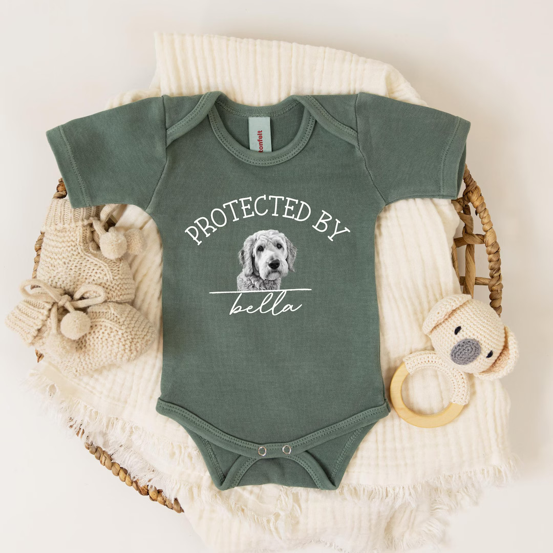 Washed Baby Onesie®, Custom Dog Portrait Onesie®, Baby Shower Gift, Baby Announcement, Personal... | Etsy (US)