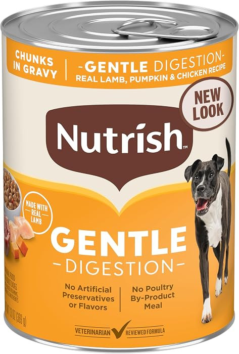 Nutrish Gentle Digestion Real Lamb, Pumpkin & Chicken Recipe Chunks in Gravy Wet Dog Food, 13 oz.... | Amazon (US)