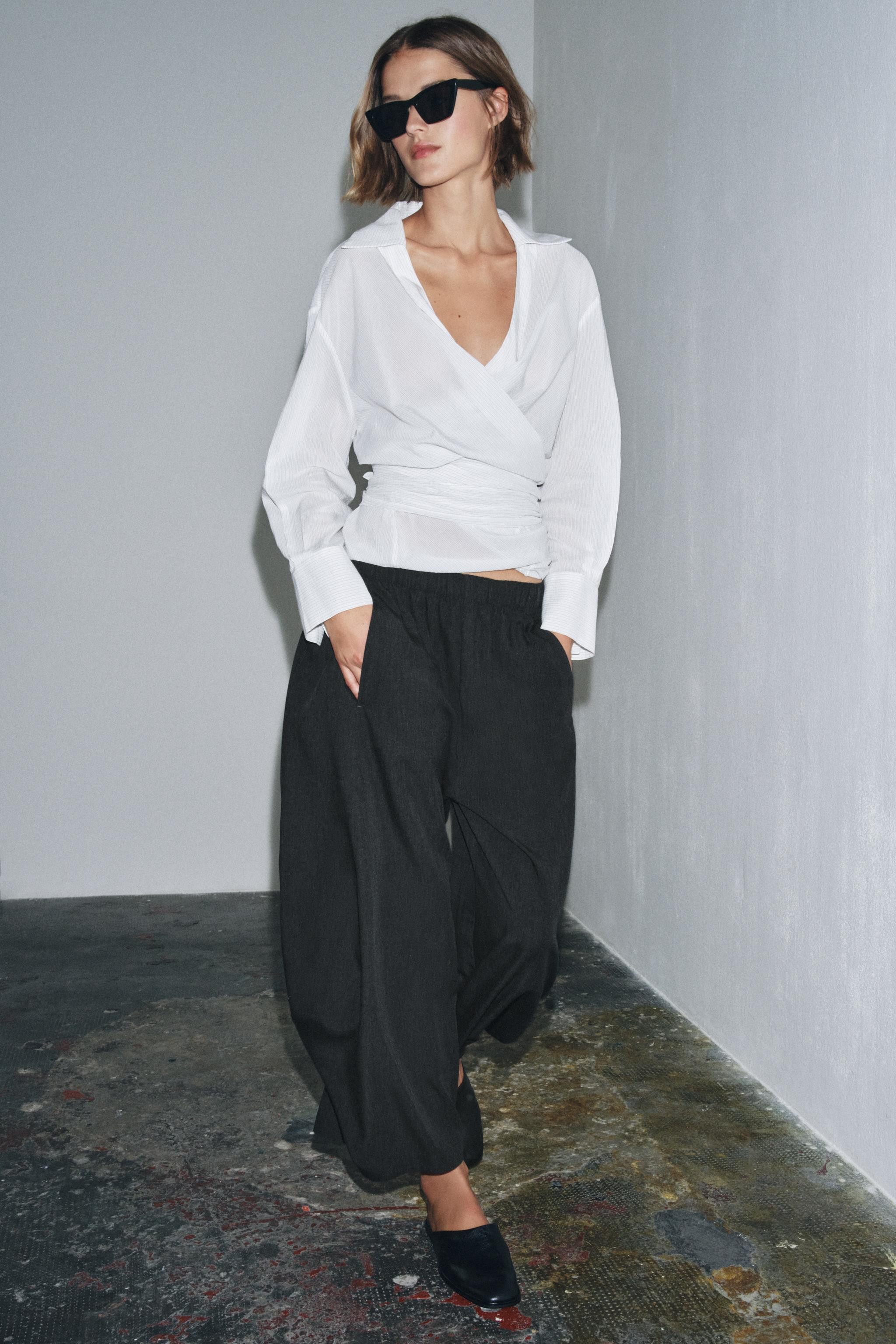 ZW COLLECTION FLOWY VOLUME WOOL PANTS | Zara US