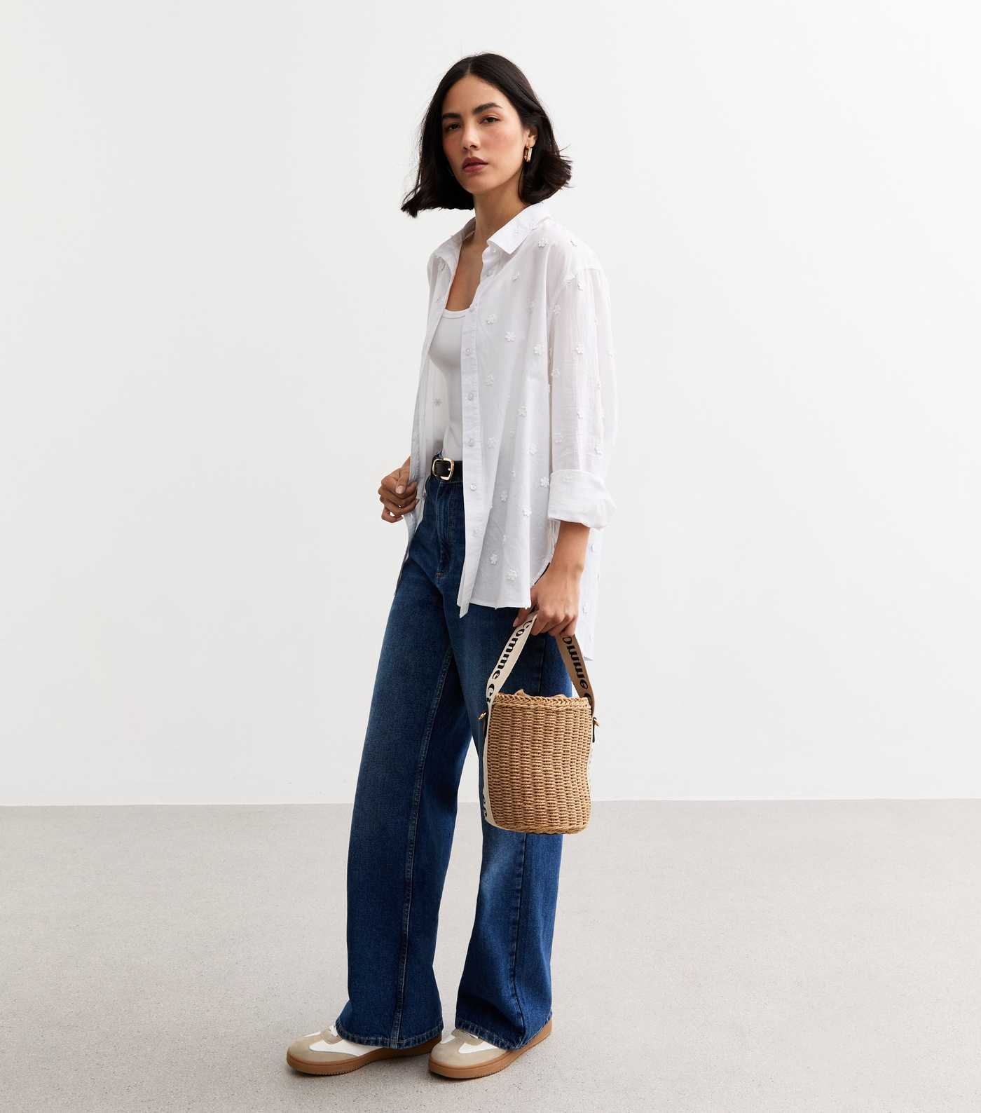 White Daisy Embroidered Cotton Shirt | New Look | New Look (UK)