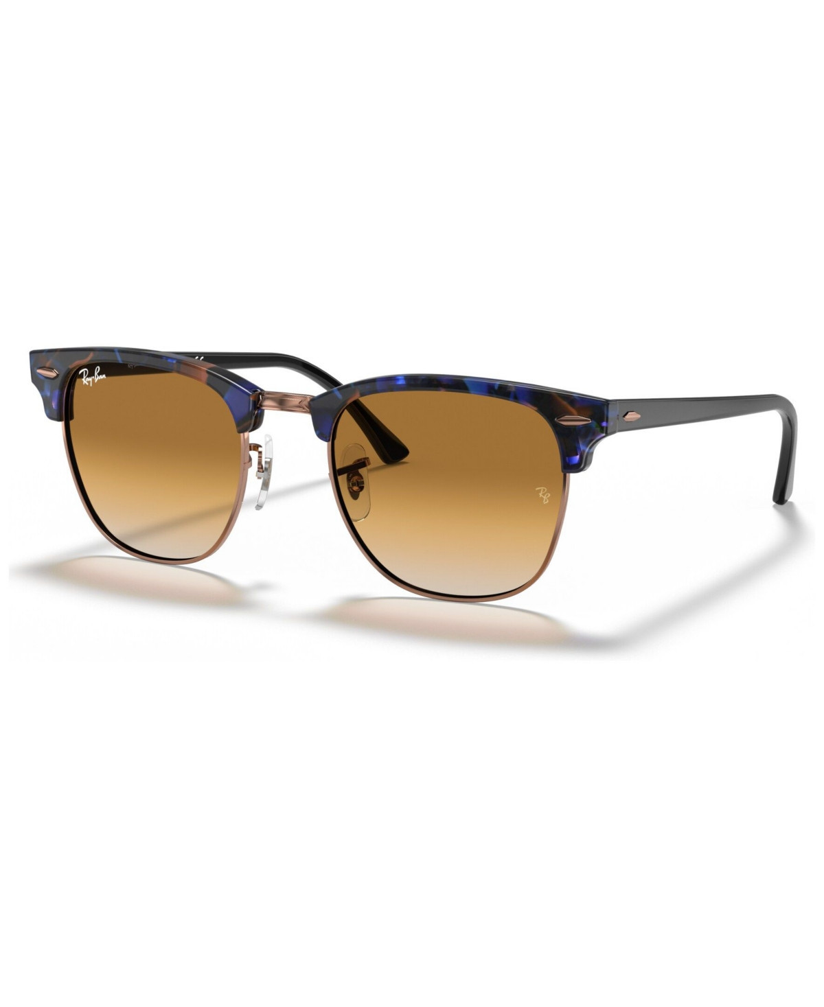 Ray-Ban Sunglasses, Clubmaster Fleck RB3016 - SPOTTED BROWN/BLUE / CLEAR GRADIENT BROW | Macy's