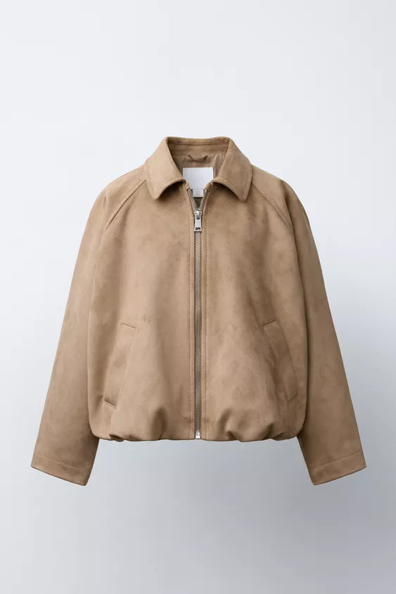 FAUX SUEDE BALLOON JACKET | Zara UK
