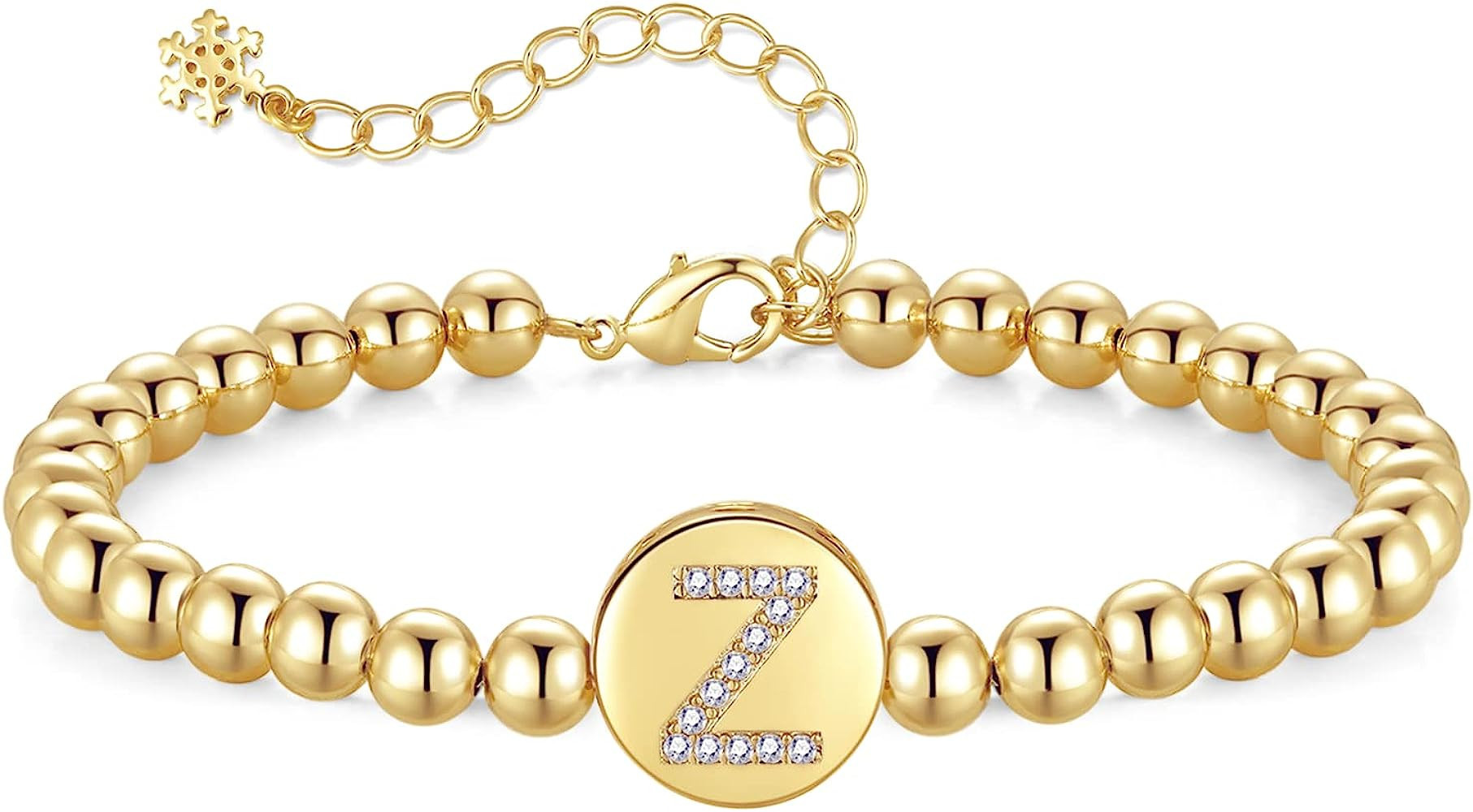 Initial Beaded Bracelet for Women Girls 18K Gold Plated Beaded Bracelets for Women Letter Charm B... | Amazon (US)