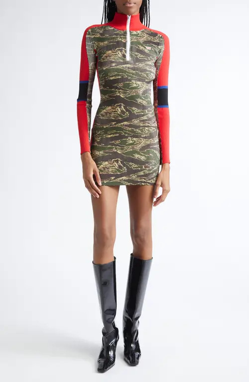 DIESEL® M-Camok Long Sleeve Rib Minidress in Sage at Nordstrom, Size Small | Nordstrom