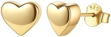 ChicSilver Hypoallergenic 925 Sterling Silver Stud Earrings, Dainty Simple Heart/Star/Moon/Lightn... | Amazon (US)