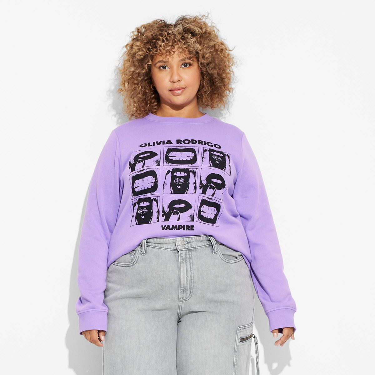 Women's Olivia Rodrigo Vampire Graphic Sweatshirt - Purple | Target